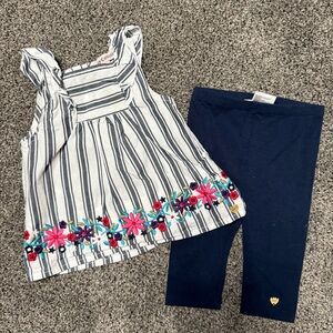 Juicy Couture Striped Floral Top and Navy Leggings Set